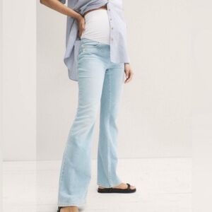 Hatch Over Belly Flare Leg Light Wash Maternity Jeans